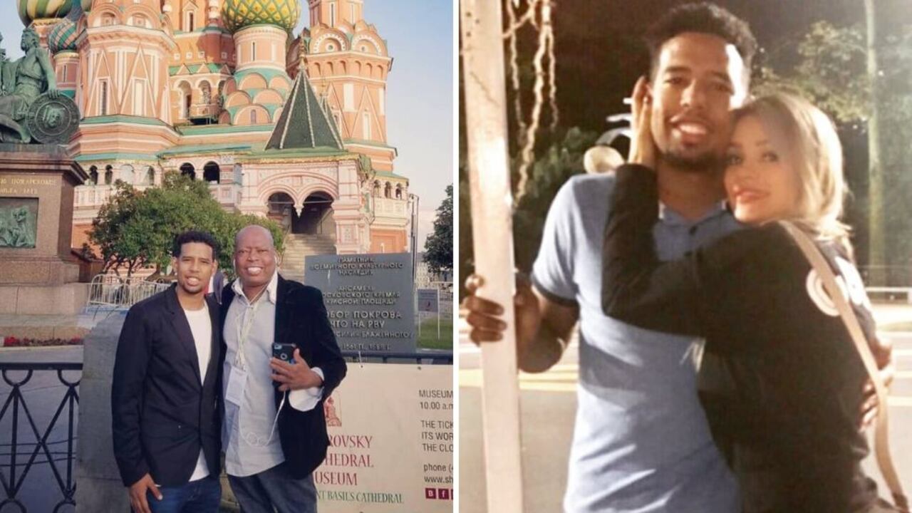 Santiago Asprilla junto con su padre el 'Tino' Asprilla y su mamá, Catalina Cortés.