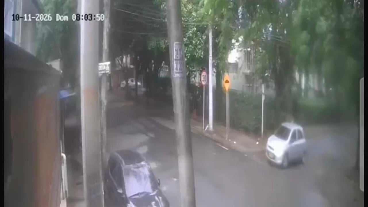 Cámaras de seguridad registraron el momento en que un hombre se habría llevado un maletín negro que estaba junto a una motocicleta en el barrio Buenos Aires, en Cali.