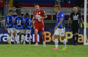 Imagen del partido entre América de Cali y Boyacá Chicó por la fecha 6 del Grupo B de los cuadrangulares finales del primer semestre de la Liga colombiana 2023.