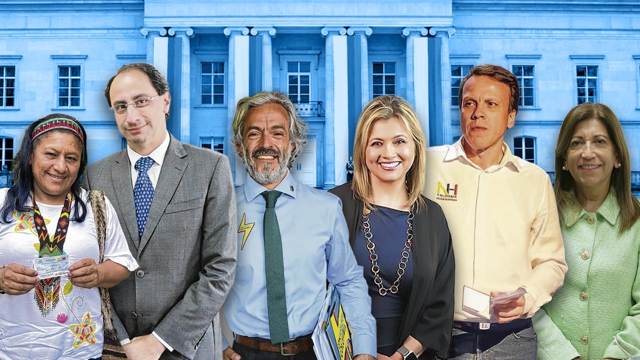 Aída Quilcué, fórmula vicepresidencial de Iván Cepeda; José Manuel Restrepo, de Abelardo de la Espriella; Juan Daniel Oviedo, de Paloma Valencia; Edna Bonilla, de Sergio Fajardo; Leonardo Huerta, de Claudia López; Martha Lucía Zamora, de Roy Barerras.