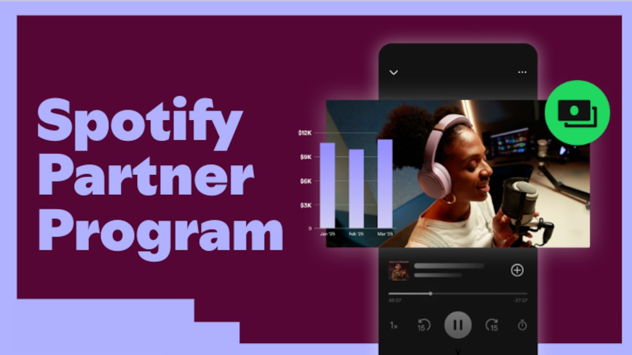 Con el programa de monetización Spotify Partner Program, los creadores pueden obtener ingresos de múltiples fuentes dependiendo del tipo de contenido que se publique.
