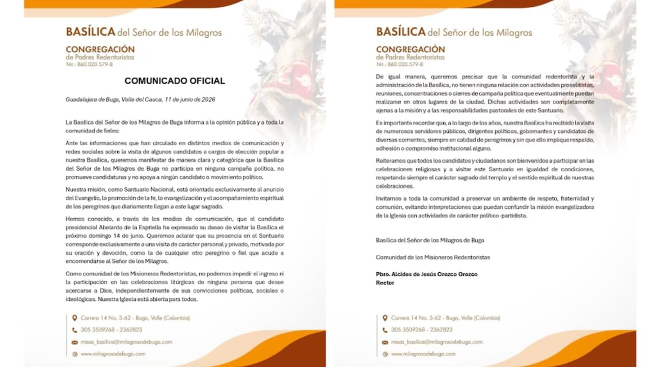 Comunicado Basílica de Buga