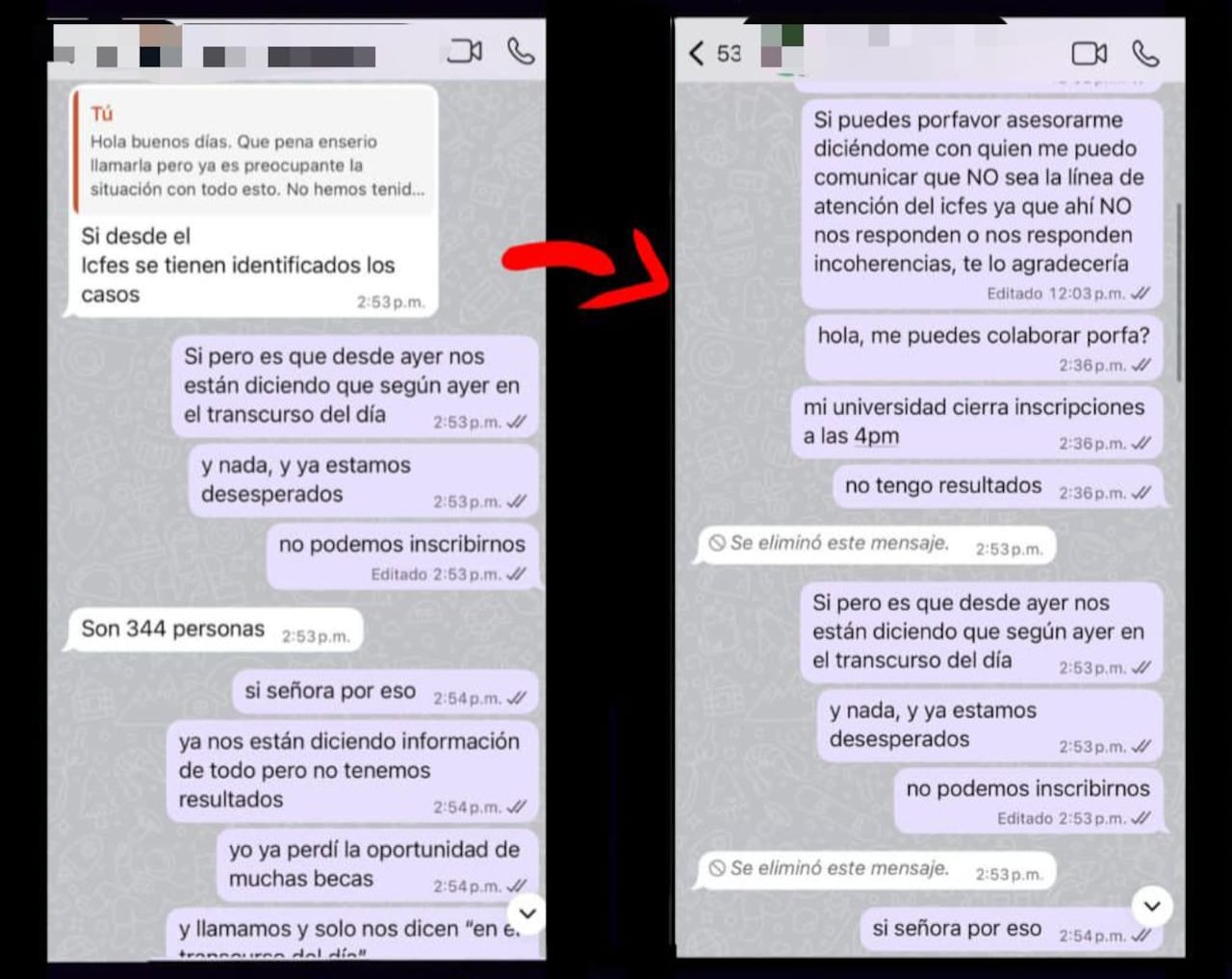 Esta sería la conversación entre uno de los jóvenes y la supuesta implicada.