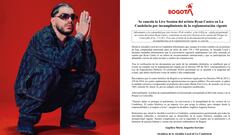 Live Session de Ryan Castro, programada para este 10 de octubre en Bogotá, fue cancelado por incumplimiento de requisitos.