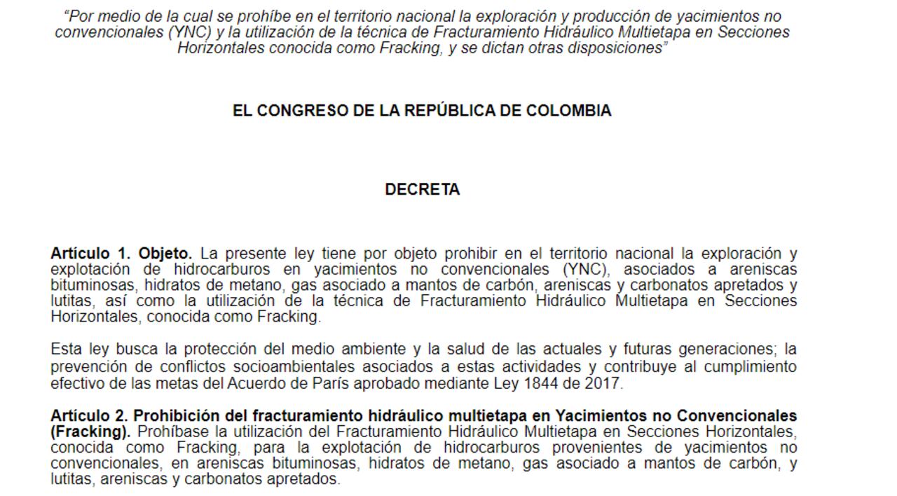 Proyecto de Ley antifracking
