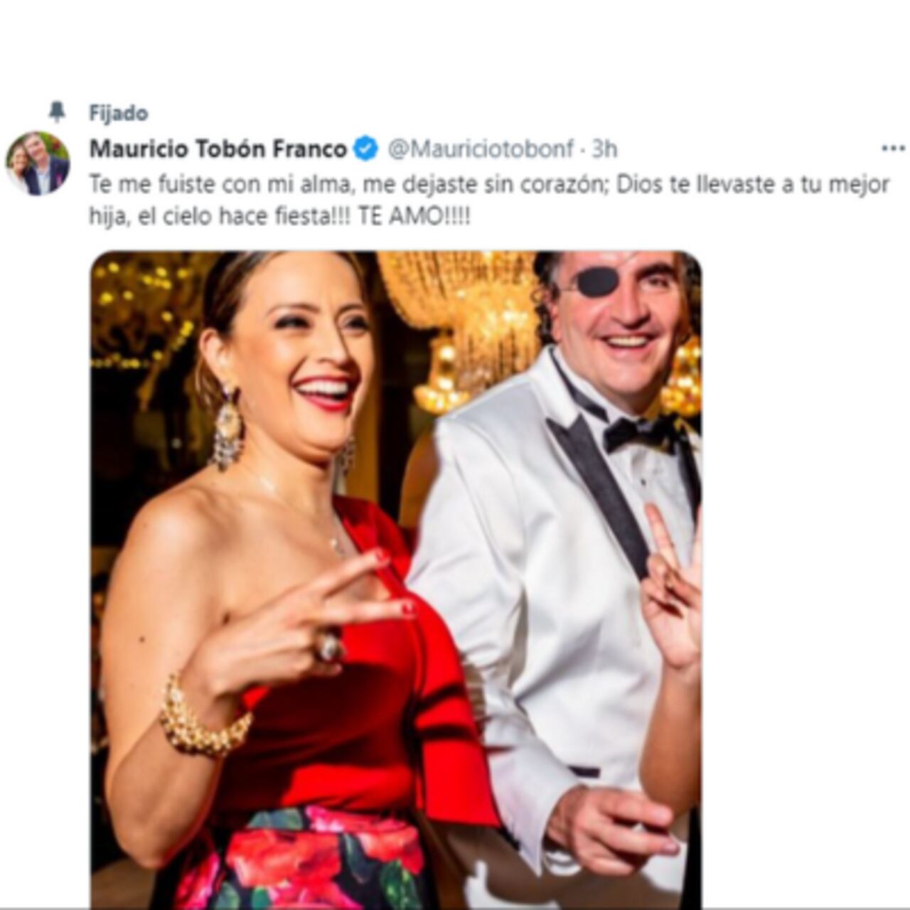 Este fue el sentido mensaje que el político dejó en su cuenta de X (antes Twitter), para despedir a su esposa.