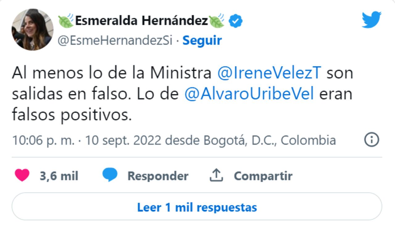 Esmeralda Hernández fue criticada por polémico trino.