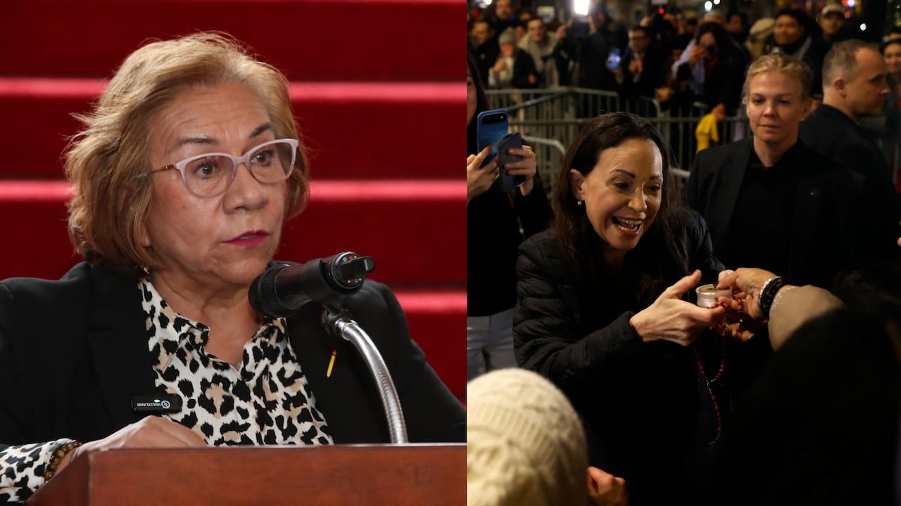 La canciller de Colombia, Rosa Villavicencio, y la opositora de Venezuela, María Corina Machado.