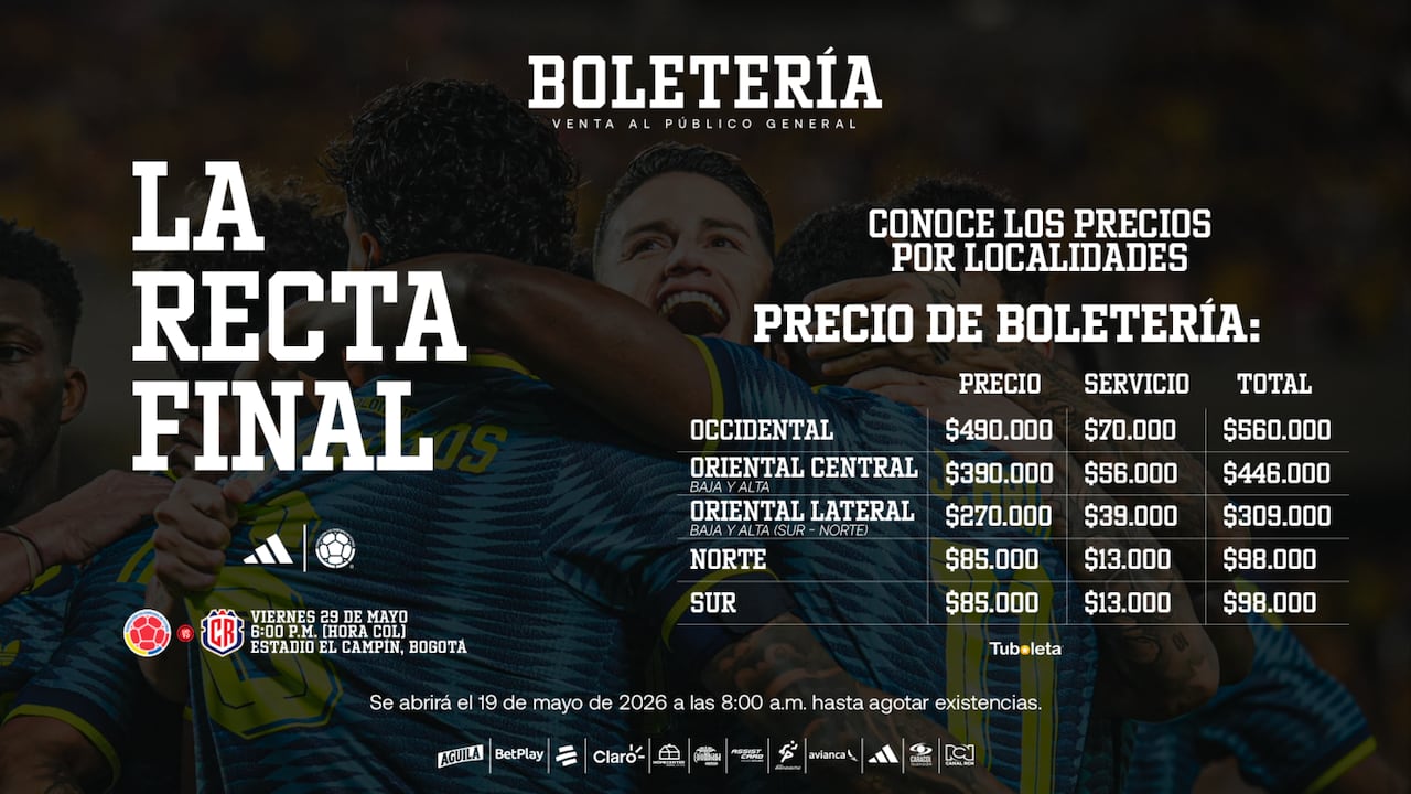 Boletería Selección Colombia. Los precios que costarán las entradas del amistoso entre la Tricolor y Costa Rica, programado para el 29 de mayo