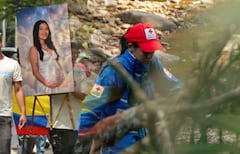 Organismos de socorro, la Cruz Roja y autoridades de Cali despliegan equipos especializados en la zona donde fue hallado el cuerpo de María Camila Potosí.