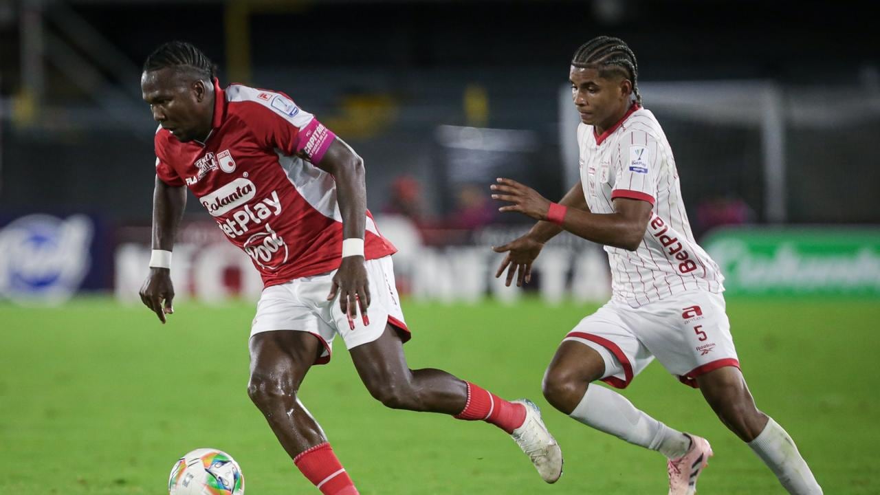 Momentos del partido entre Independiente Santa Fe y América de Cali por la vuelta de los cuartos de final del primer semestre de la Liga Colombiana 2026.