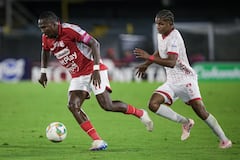 Momentos del partido entre Independiente Santa Fe y América de Cali por la vuelta de los cuartos de final del primer semestre de la Liga Colombiana 2026.