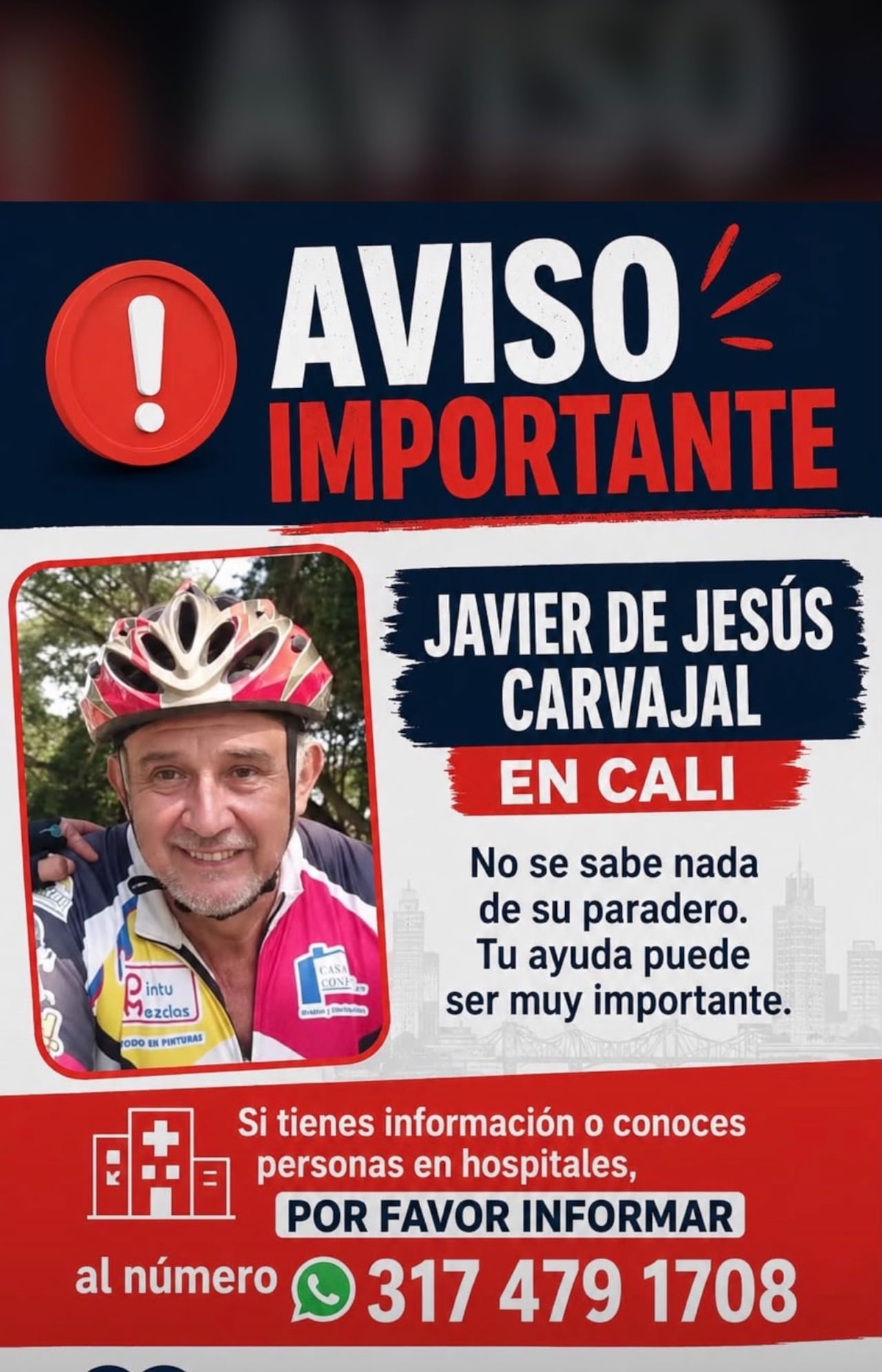 Familiares buscan noticias de Javier de Jesús Carvajal.