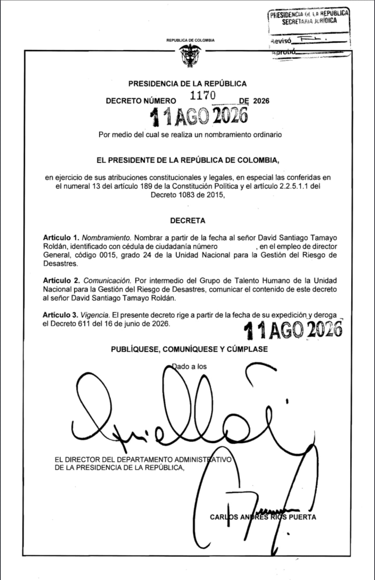 Nombramiento en el Gobierno