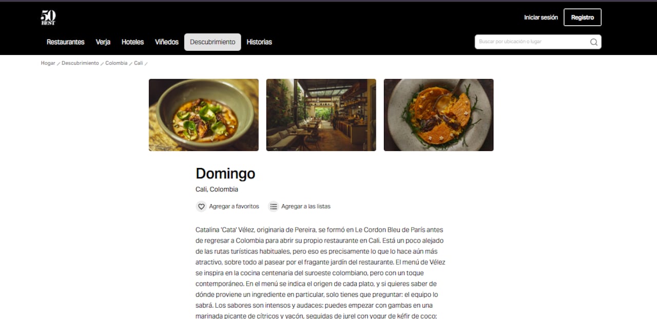 El restaurante Domingo, liderado de manera apasionada por la reconocida chef colombiana Catalina Vélez, ha logrado ingresar formalmente a 50 Best Discovery.