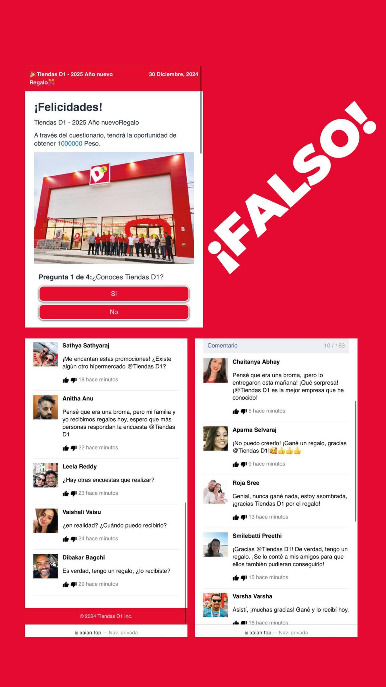 Esta denuncia la realizó tiendas D1 en fu página oficial de Facebook.