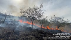 El incendio de cobertura vegetal se registra en la zona montañosa de Ciudad Guabinas, frente a la Unidad Peñón.