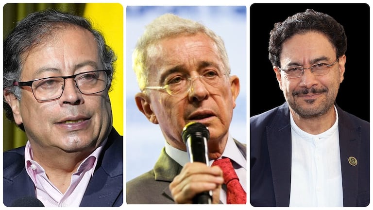 Gustavo Petro, Álvaro Uribe e Iván Cepeda.