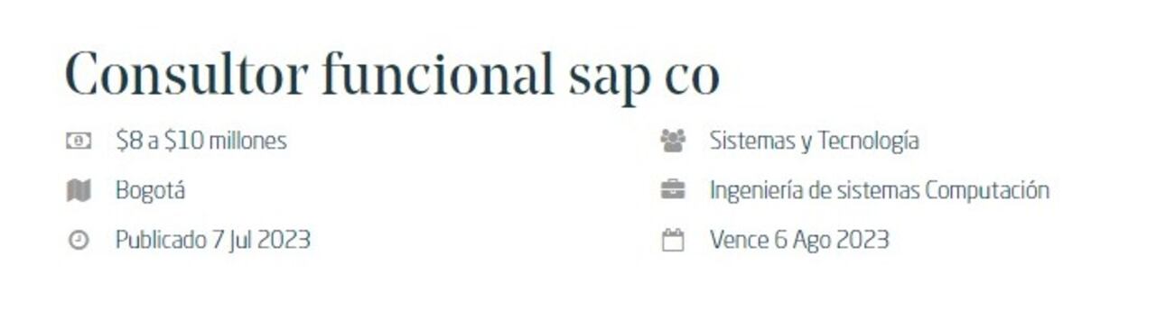 Empresa española busca Consultor Funcional SAP CO