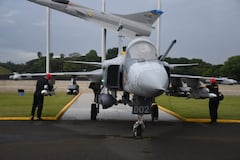 Así se ve el Saab Gripen 39, el caza que está en el centro del negocio billonario que evalúa Colombia para modernizar su defensa aérea.