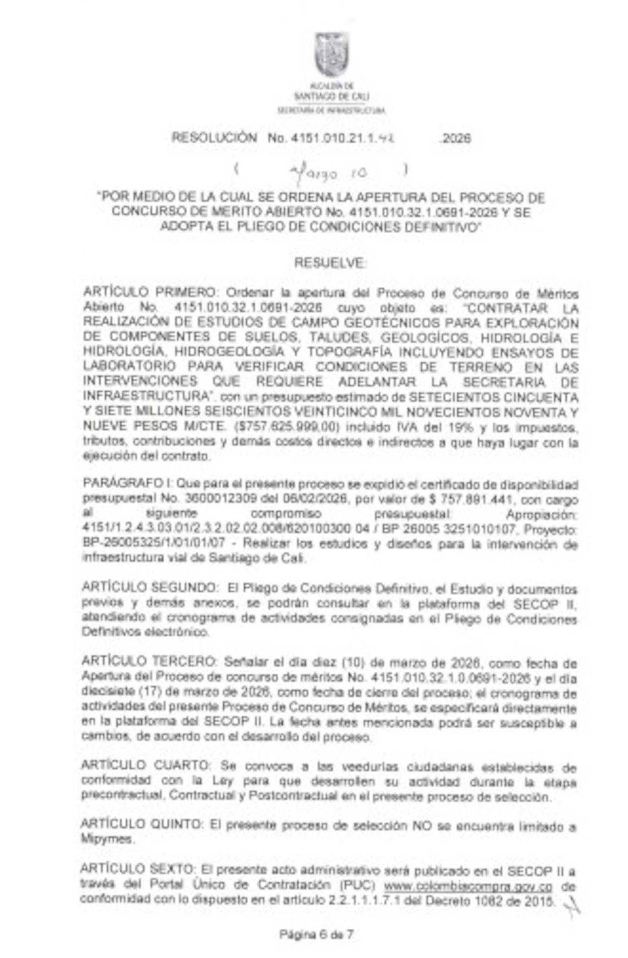 Estas son algunas de las determinaciones de la Secretaría de Infraestructura frente a la contratación de los estudios.