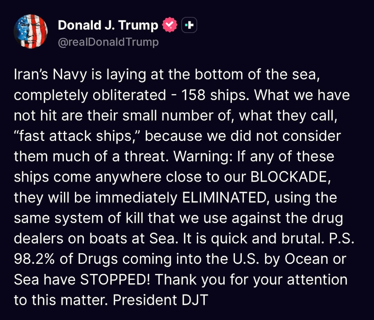 Este fue el pronunciamiento de Donald Trump por medio de sus redes sociales.