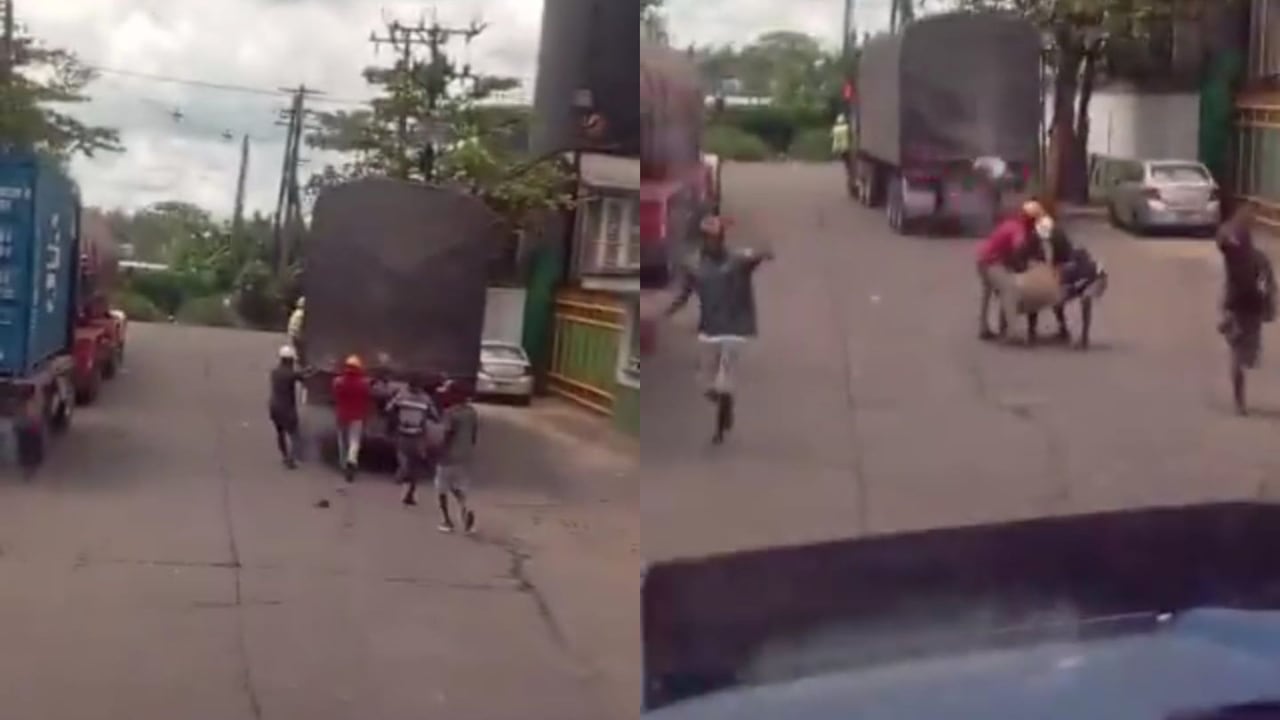 Saqueos a camiones en la vía al puerto de Buenaventura. robos