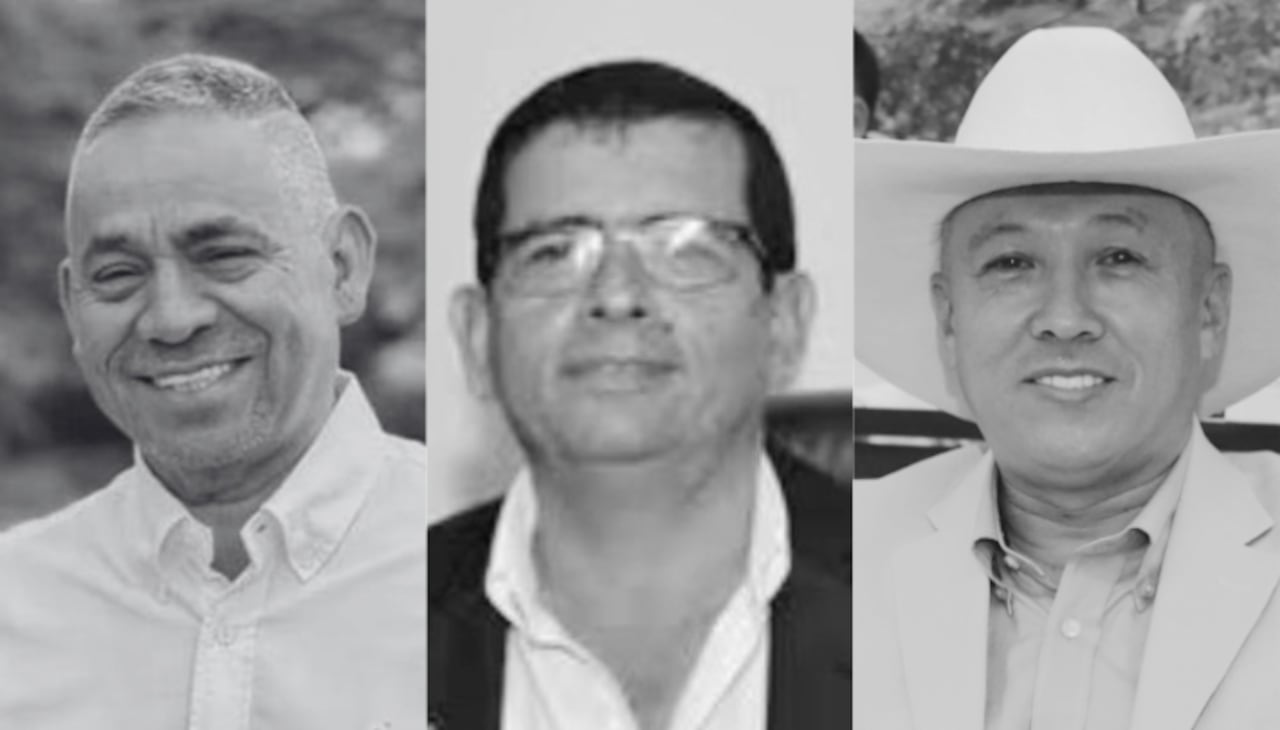 De izquierda a derecha: Eliecid Ávila, Carlos Arturo Londoño y Jhon Fredy Gil, concejales asesinados en el Valle del Cauca.