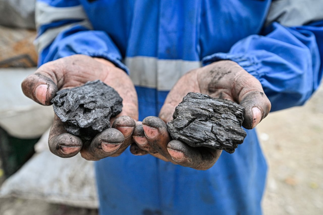 El productor de carbón Yurisnel Agosto, de 36 años, muestra la calidad de su producto a la venta en una calle de La Habana el 6 de febrero de 2026. En toda Cuba, las familias luchan por hacer frente a los constantes apagones y la escasez, que se agrava bajo la presión económica del presidente estadounidense Donald Trump. Quienes pueden permitírselo instalan paneles solares, mientras que otros recurren a cocinar con carbón. El agravamiento de la crisis energética está transformando la vida cotidiana, empujando a las personas hacia soluciones marcadamente desiguales. (Foto de ADALBERTO ROQUE / AFP)