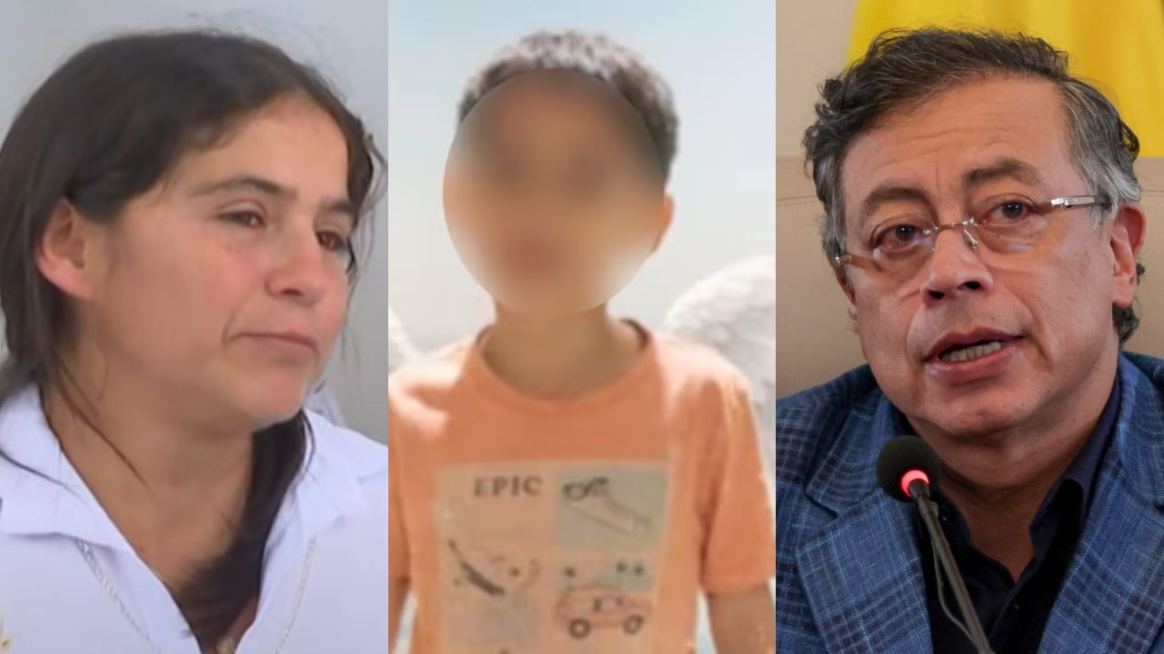Yudy Pico, mamá del niño, Kevin Arley Acosta y el presidente Gustavo Petro.
