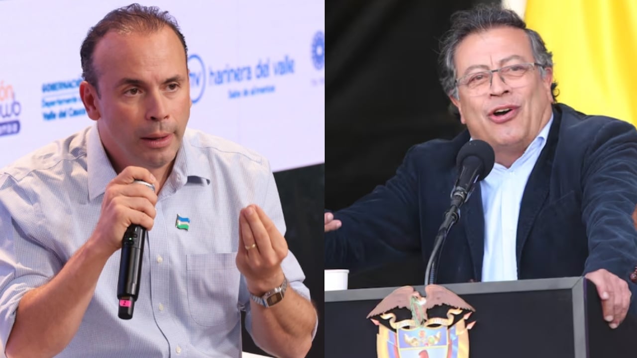 De izquierda a derecha: el alcalde Alejandro Eder y el presidente Gustavo Petro