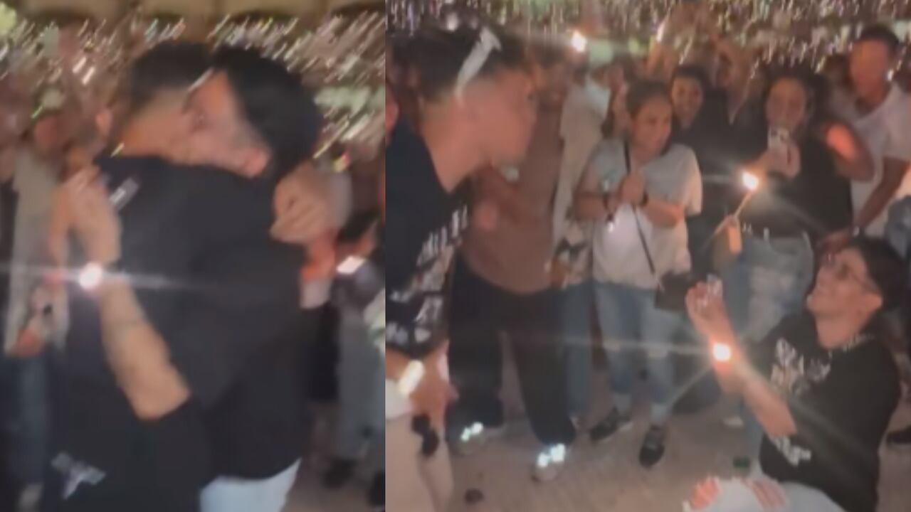 un asistente decidió arrodillarse y pedirle matrimonio a su novio ante miles de espectadores.