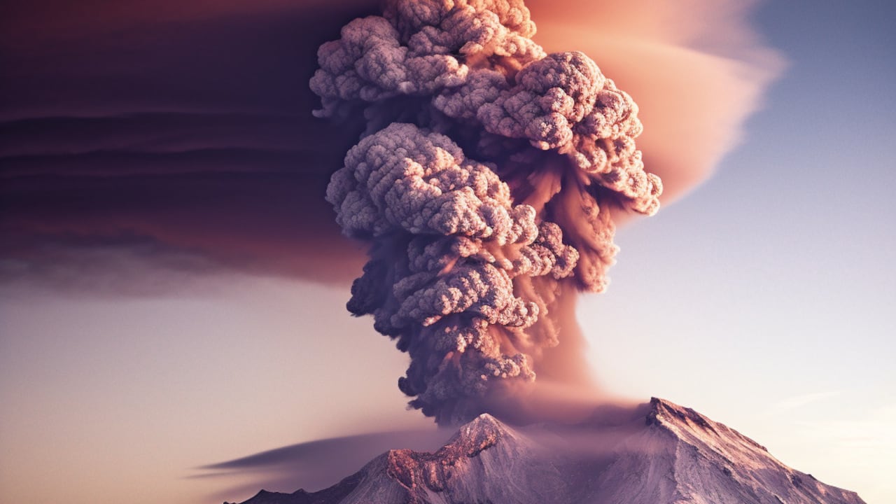 Las impactantes imágenes de lo que podría pasar en caso de que explote el volcán del Nevado del Ruiz, según la IA. Fotos de: Robby Bienestar, inteligencia artificial. Pulzo.