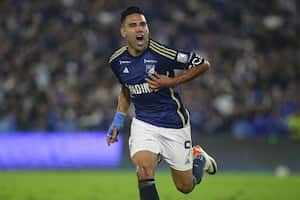Falcao celebrando un gol ante Pasto en El Campín.