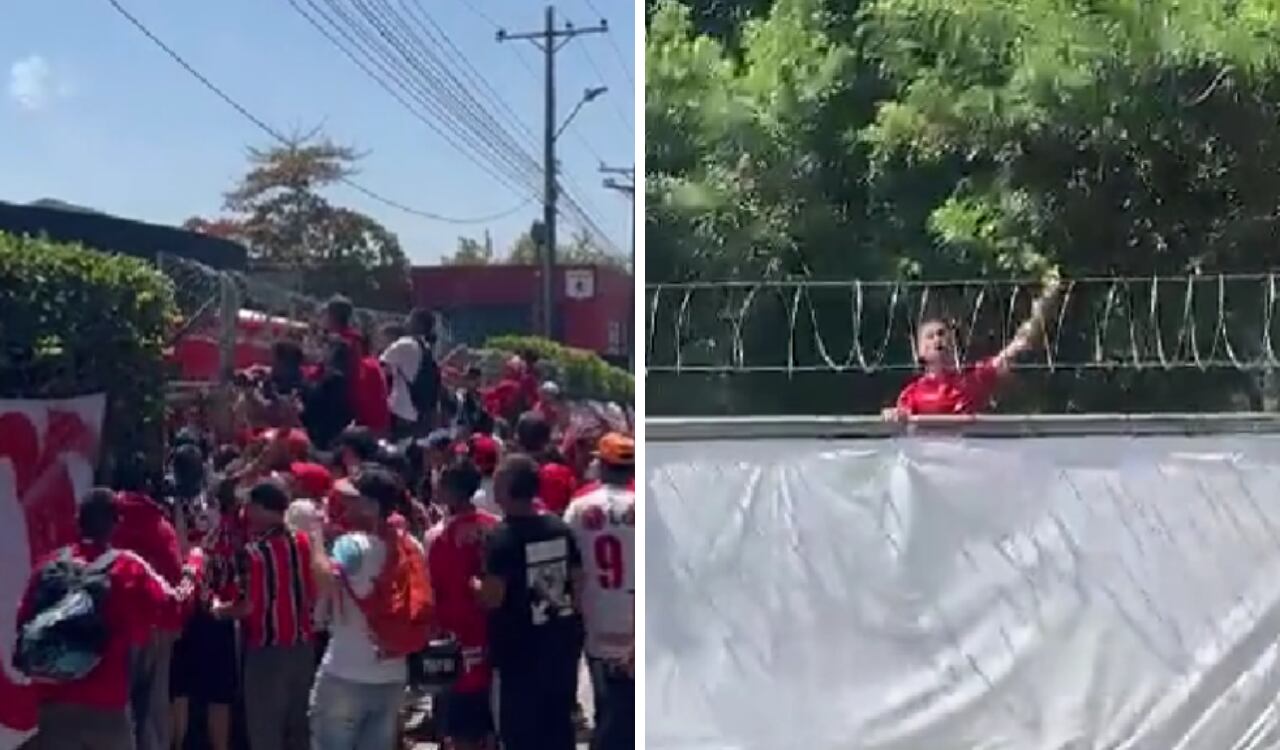 Protesta de hinchas del América en la sede de Cascajal