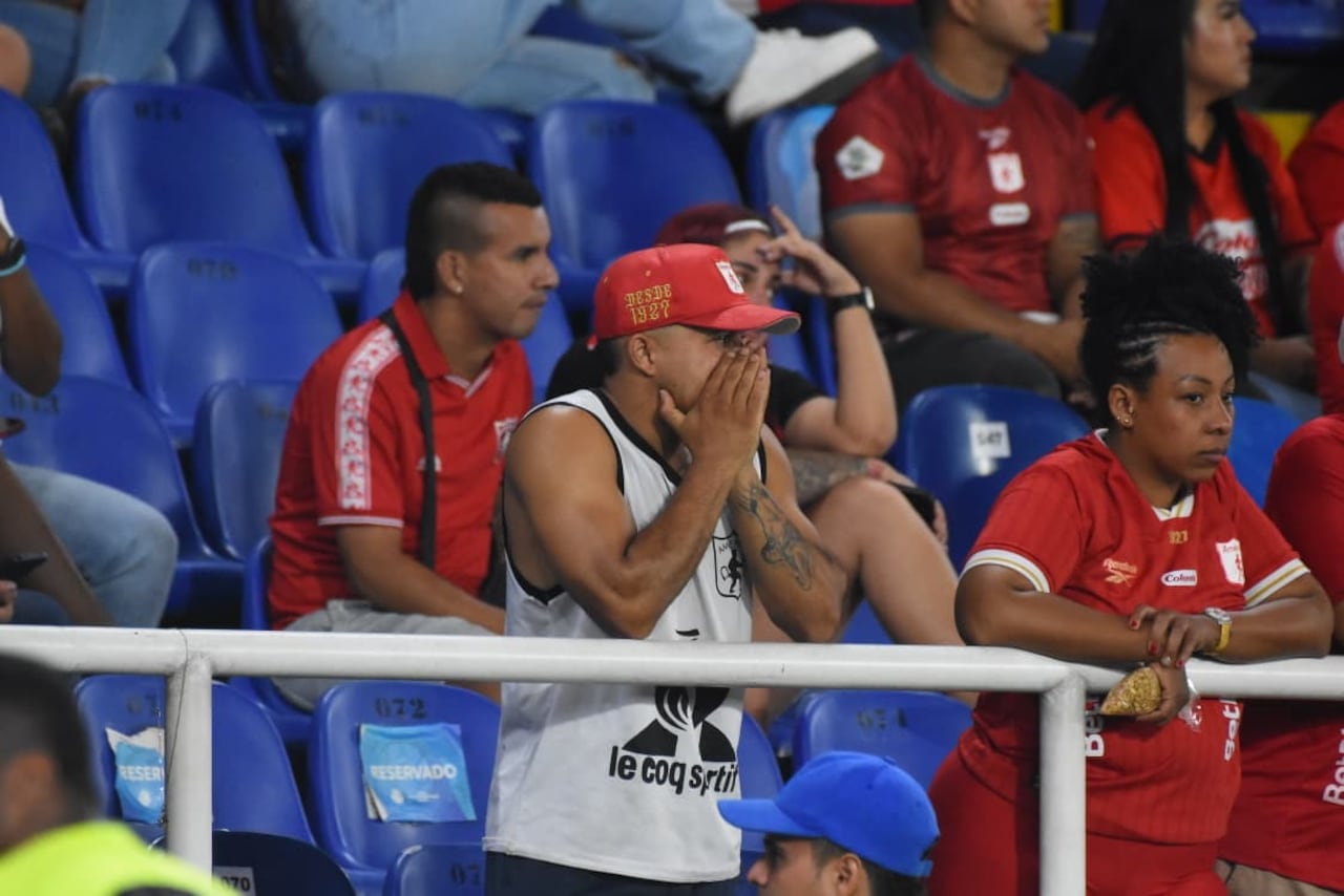 Los hinchas de América de Cali muestran su decepción ante el nivel mostrado por el equipo en la Copa Sudamericana.