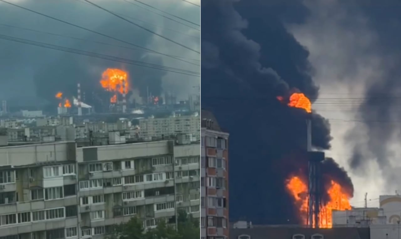 En diferentes puntos de Rusia hubo incendios debido a los drones.