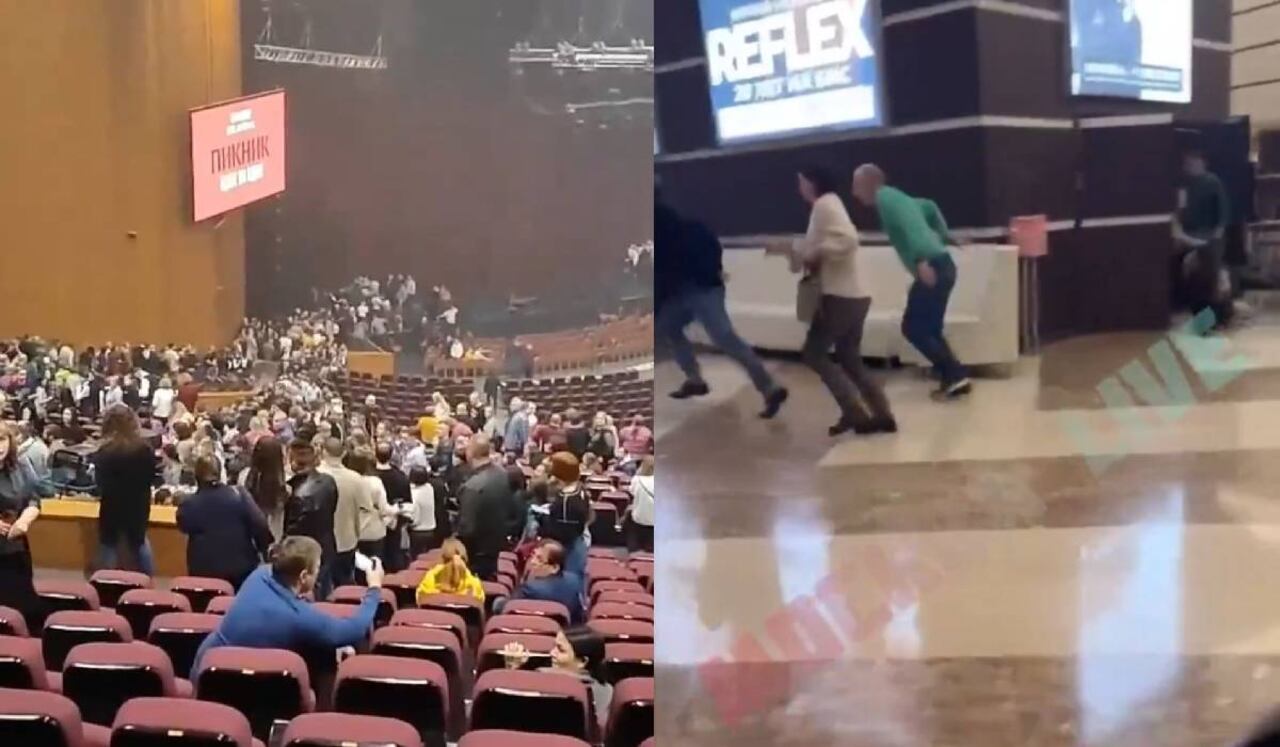 En los videos se puede ver a decenas de personas huir del lugar