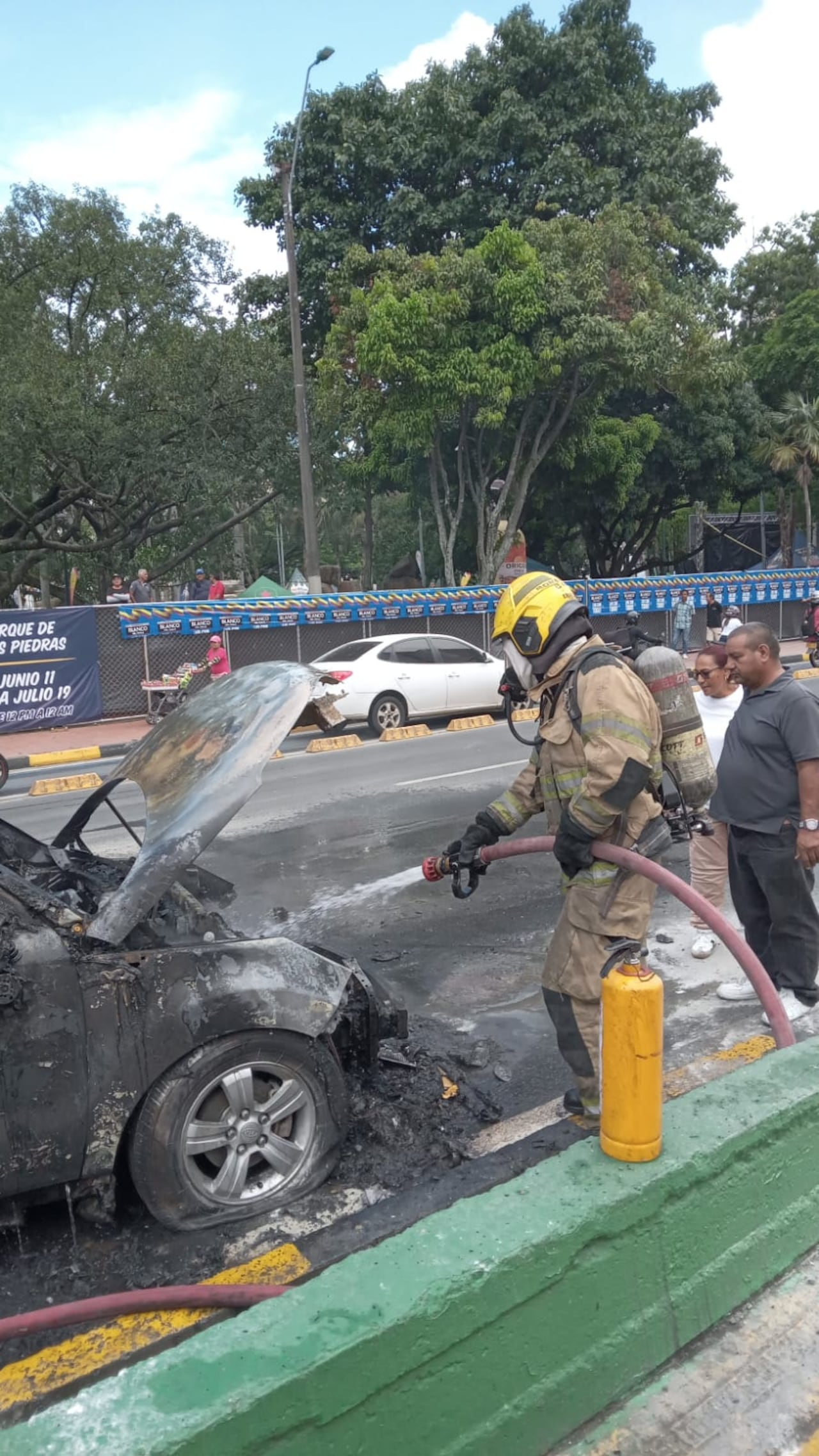 Así quedó el taxi tras el incendio.