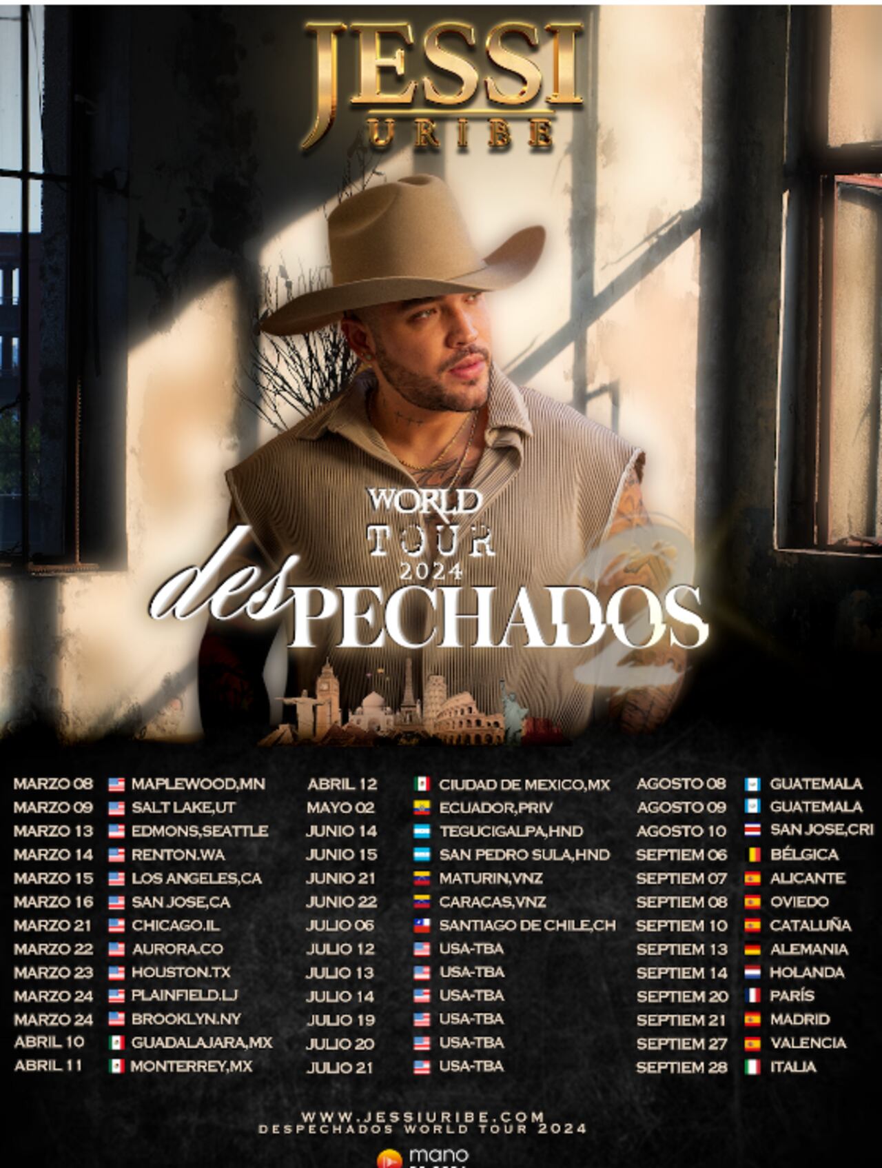 Jessi Uribe anunció el inicio de su gira mundial del 2024, con la que visitará 13 países.