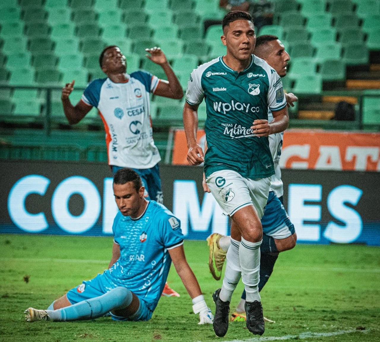 Emanuel Reynoso tras marcar con el Deportivo Cali contra Alianza FC en la Copa Colombia.