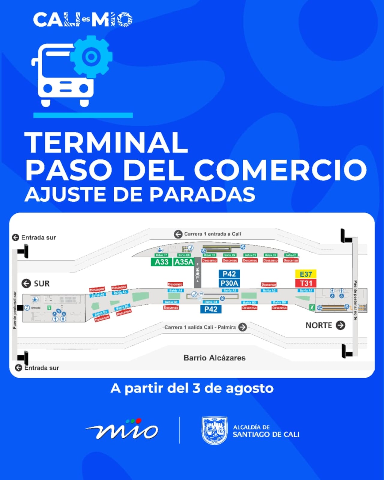 MIO reorganiza paradas en tres terminales para facilitar las conexiones y mejorar la movilidad de los usuarios