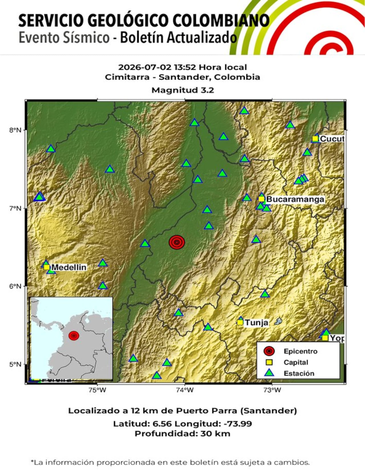 El temblor se registró en el departamento de Santander.