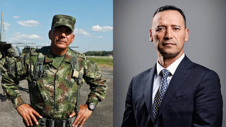 Mayor general (r) Jorge Mora, designado ministro de Defensa, y Pedro Sánchez, actual ministro de esa cartera.