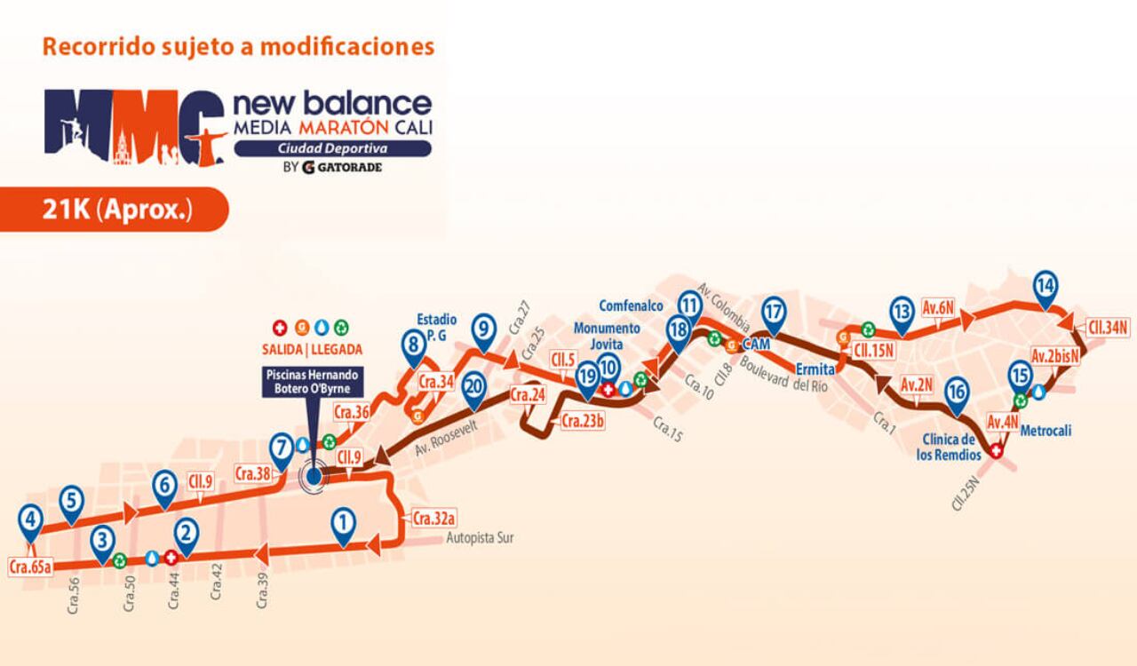 Este será el recorrido para los participantes en 21K.