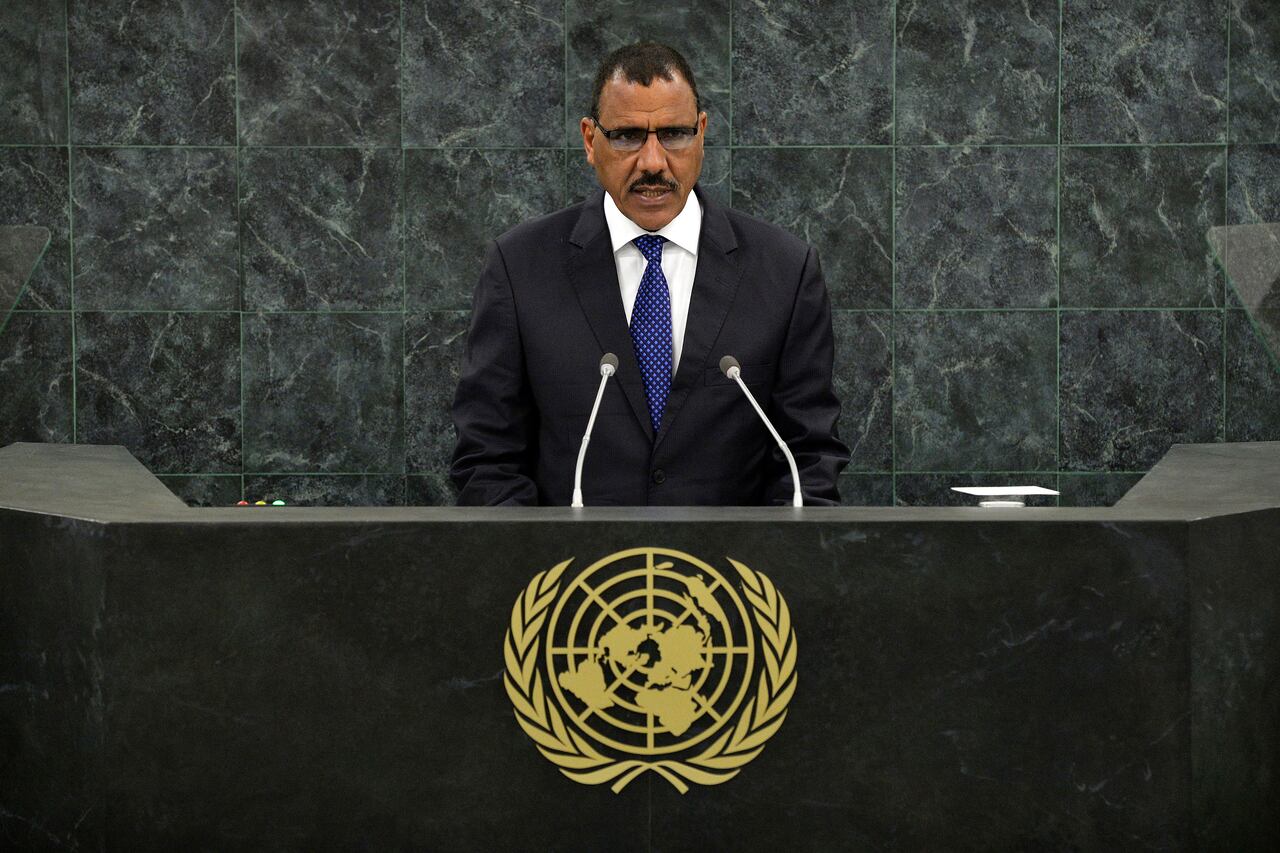 Mohamed Bazoum, se dirige a la 68ª Asamblea General de las Naciones Unidas en la sede de la ONU el 27 de septiembre de 2013