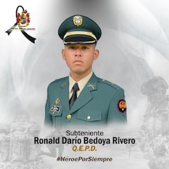 El subteniente Ronald Darío Bedoya Rivero murió en ataque con drones en Suárez, Cauca.