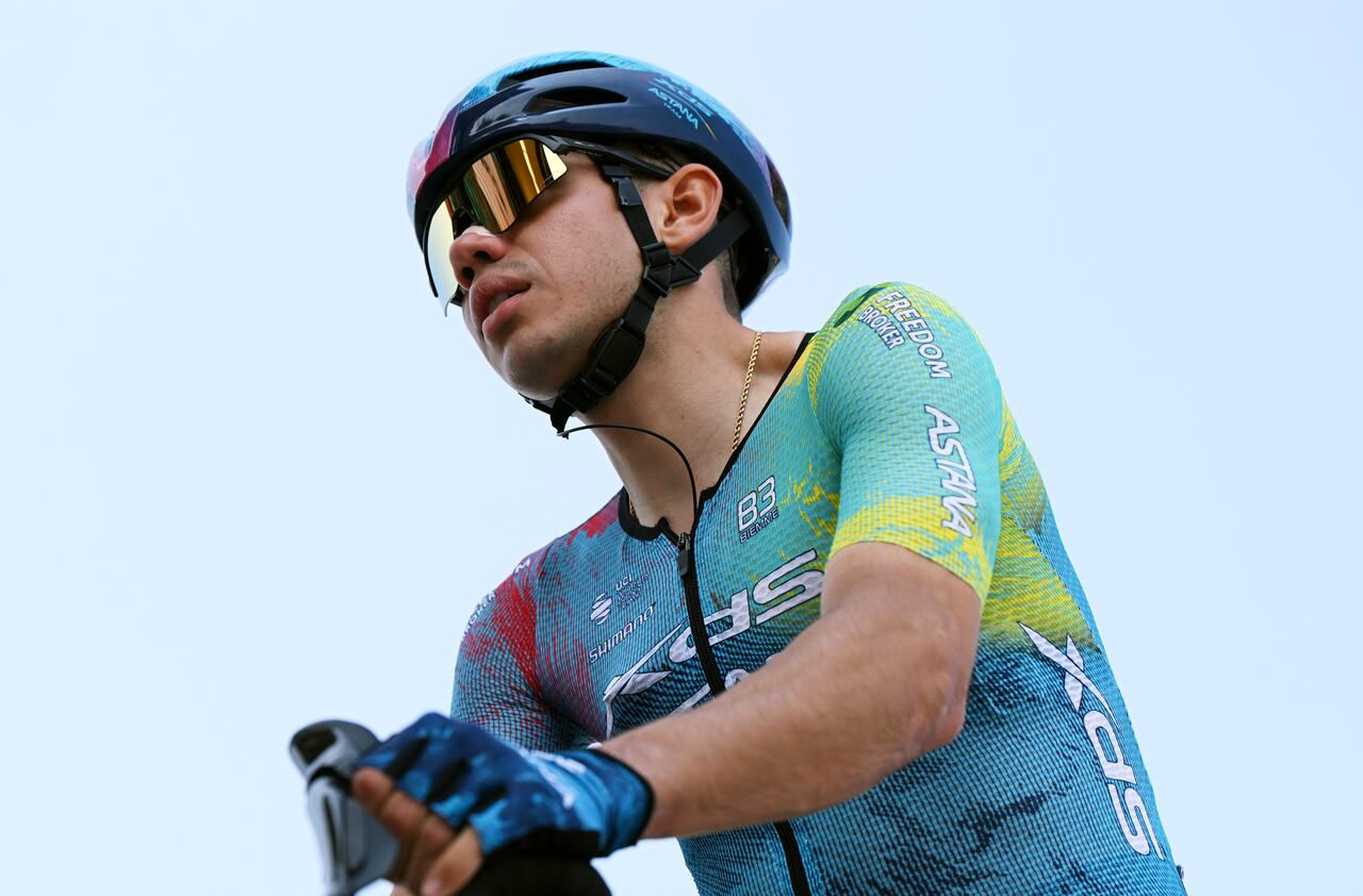 PREMILHAT, FRANCE - JUNE 09: Sergio Higuita of Colombia and Team XDS Astana prior to the 77th Criterium du Dauphine 2025, Stage 2 a 204.6km stage from Premilhat to Issoire / #UCIWT / on June 09, 2025 in Premilhat, France. (Photo by Dario Belingheri/Getty Images)