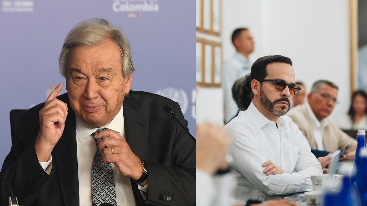Secretario general de la ONU, Antonio Guterres, y presidente electo de Colombia, Abelardo de la Espriella.