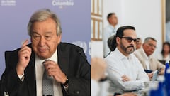 Secretario general de la ONU, Antonio Guterres, y presidente electo de Colombia, Abelardo de la Espriella.